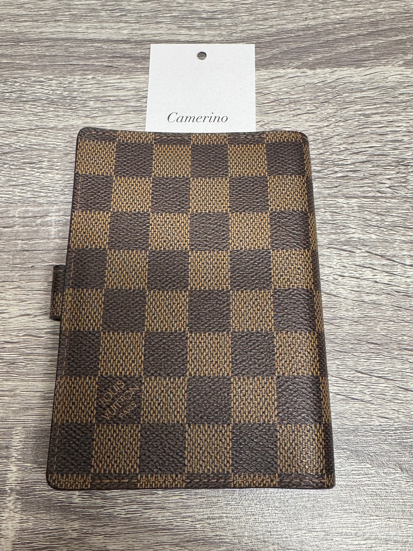 Preloved Louis Vuitton PM ring Agenda in Damier Ebene.