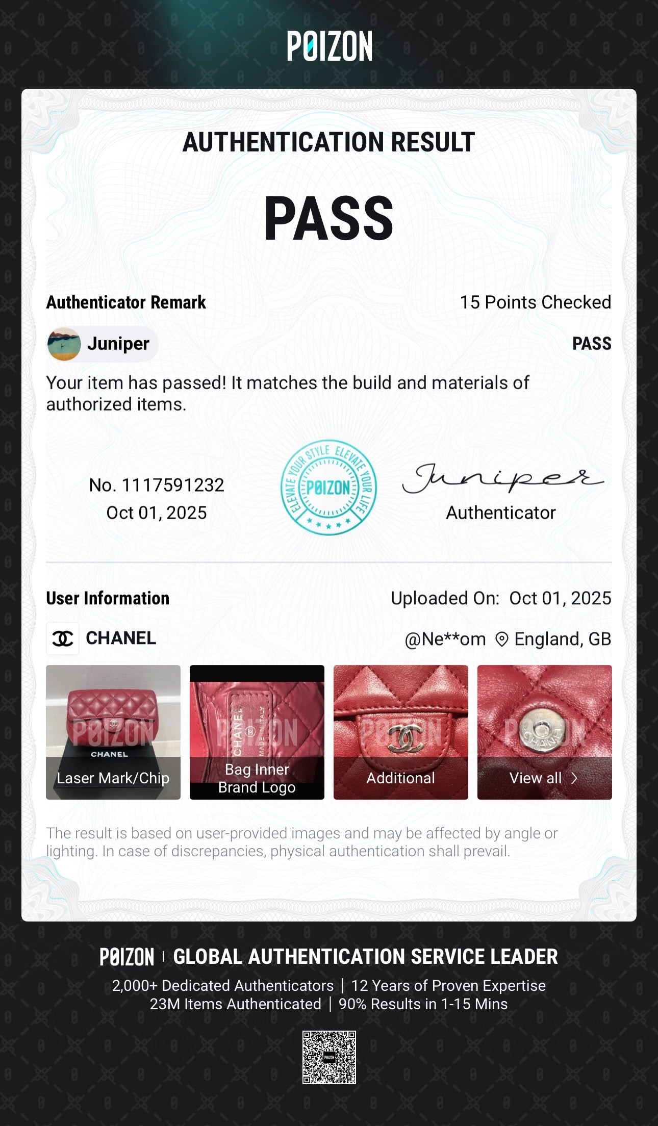 Preloved Chanel - Mark Mini Red lambskin leather Pouch. Silver tone hardware.