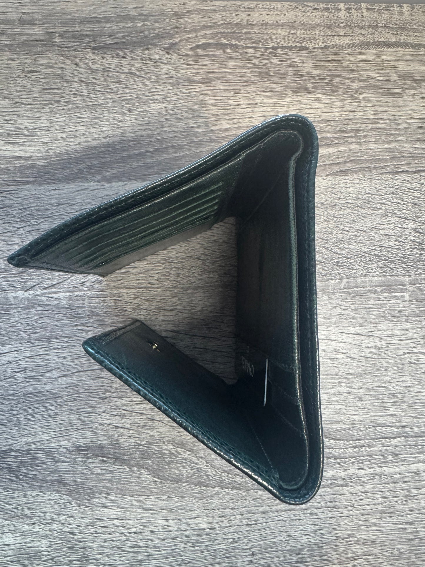 Preloved Chanel CC Dark Green Trifold Caviar Leather Wallet/Purse