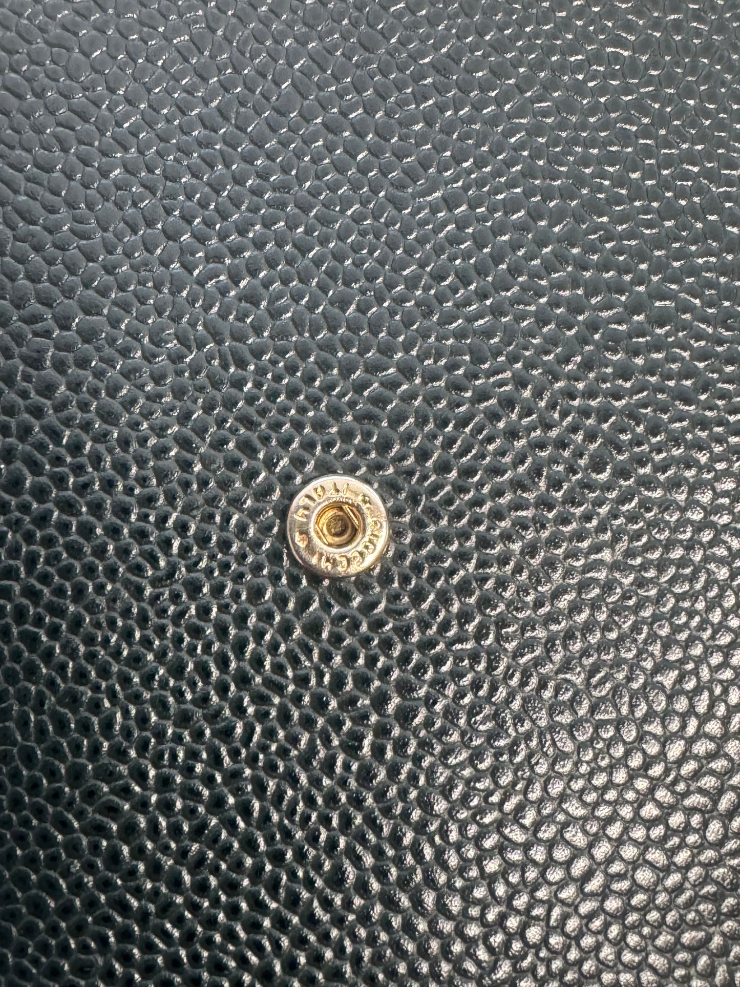 Preloved Chanel CC Dark Green Trifold Caviar Leather Wallet/Purse