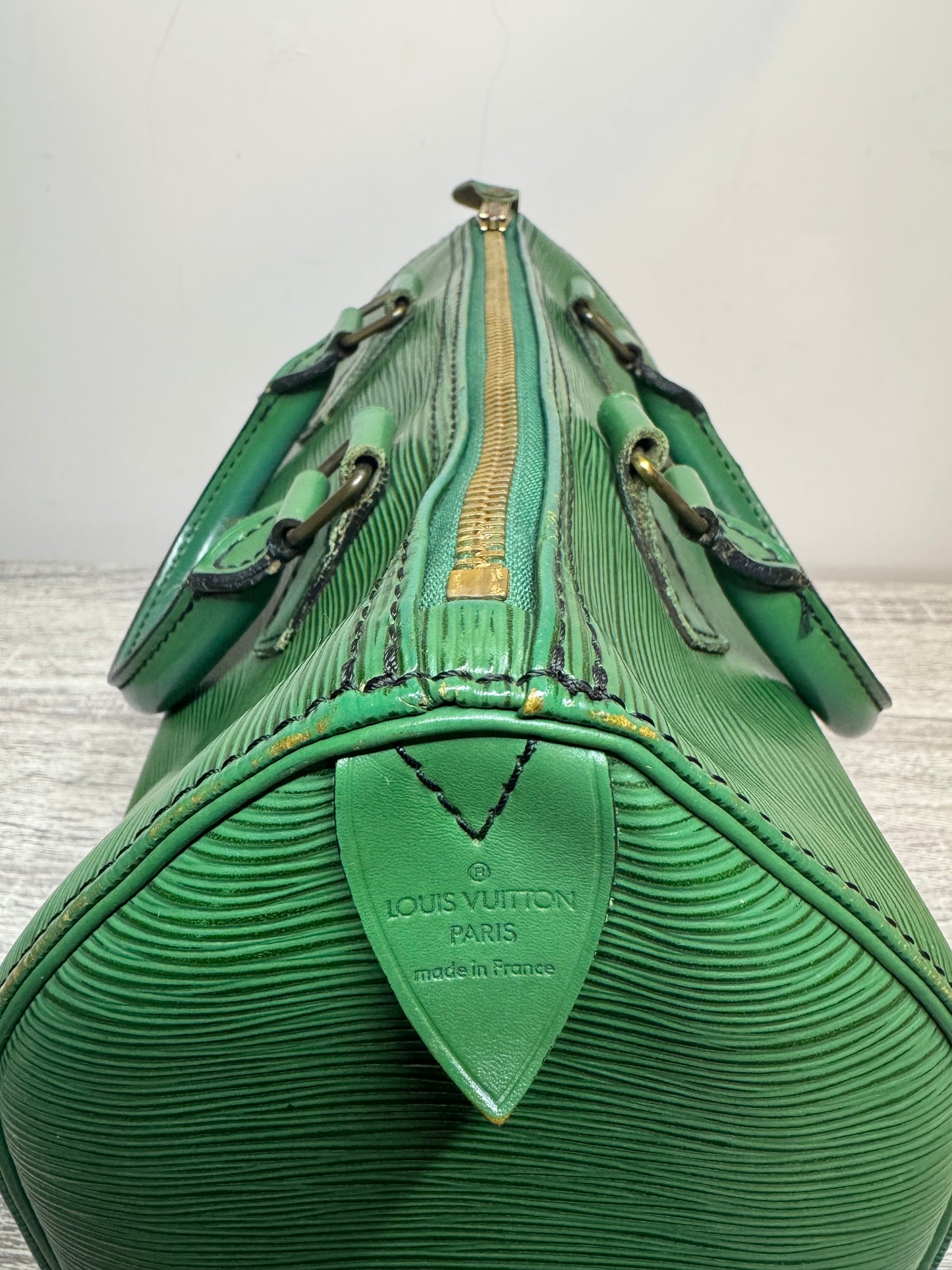 Preloved Louis Vuitton Borneo Green Epi Leather Speedy 25.