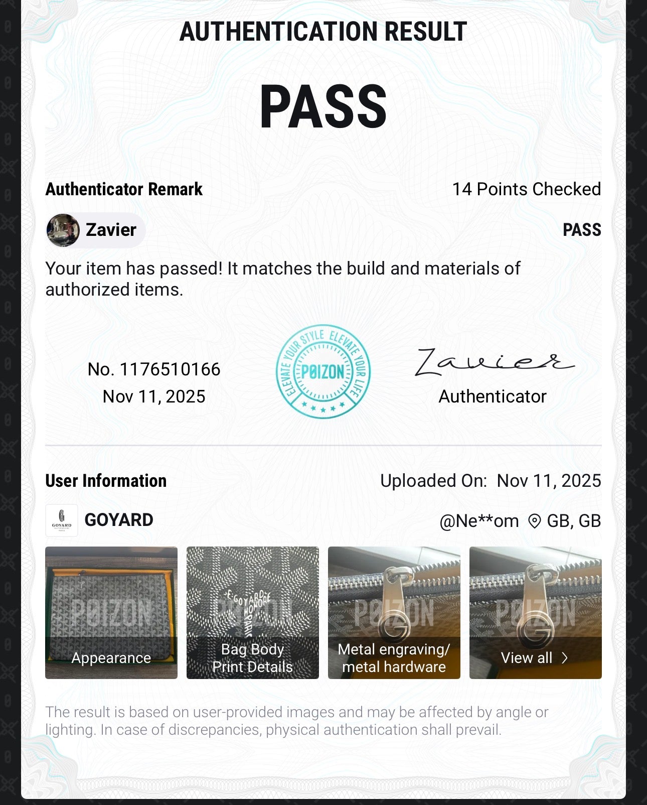 Preloved Goyard Senat MGM Pouch - Gris