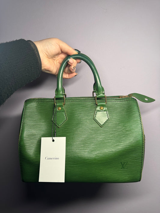 Preloved Louis Vuitton Borneo Green Epi Leather Speedy 25.